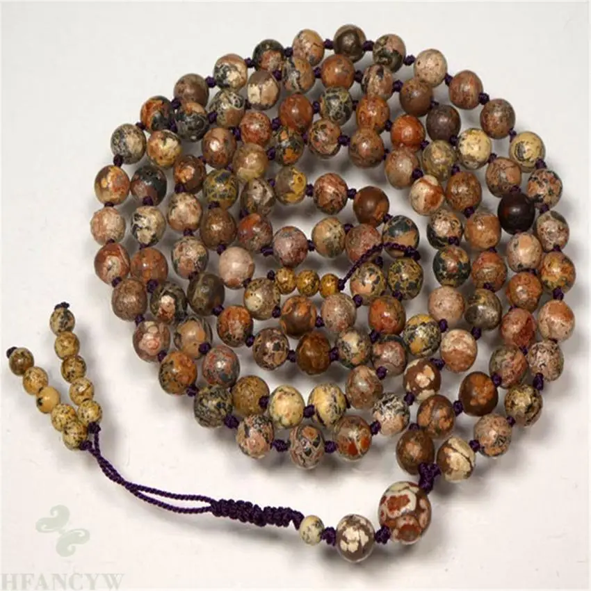 

6mm Natural Painted Stone 108 Beads Tassels Necklace Chakra Pray Handmade Yoga Wristband Classic Meditation Healing Bless