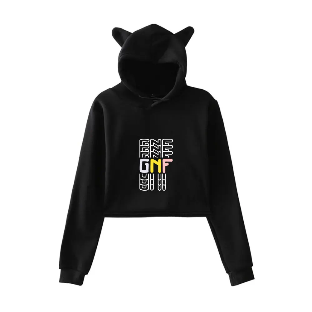 

GeorgeNotFound Print Cat Cropped Hoodies Girl/Women Long Sleeve Hooded Pullover Crop Tops Sexy Kawaii style