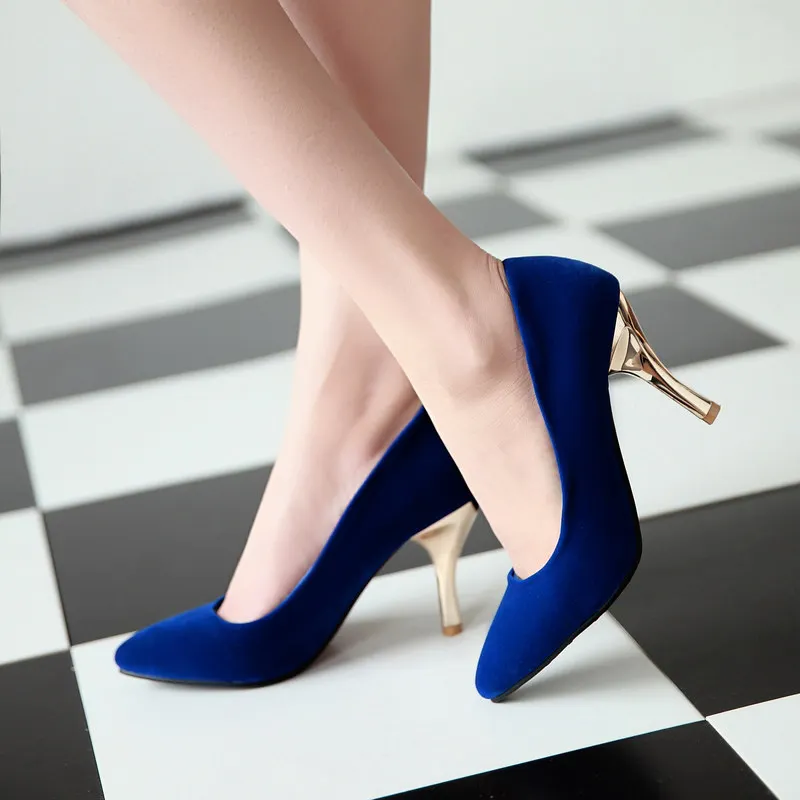 KOLNOO New Handmade Ladies 8cm High Heels Pumps Simple Style Pointed-Toe Evening Party Prom Fashion Daily Wear Court Shoes T522