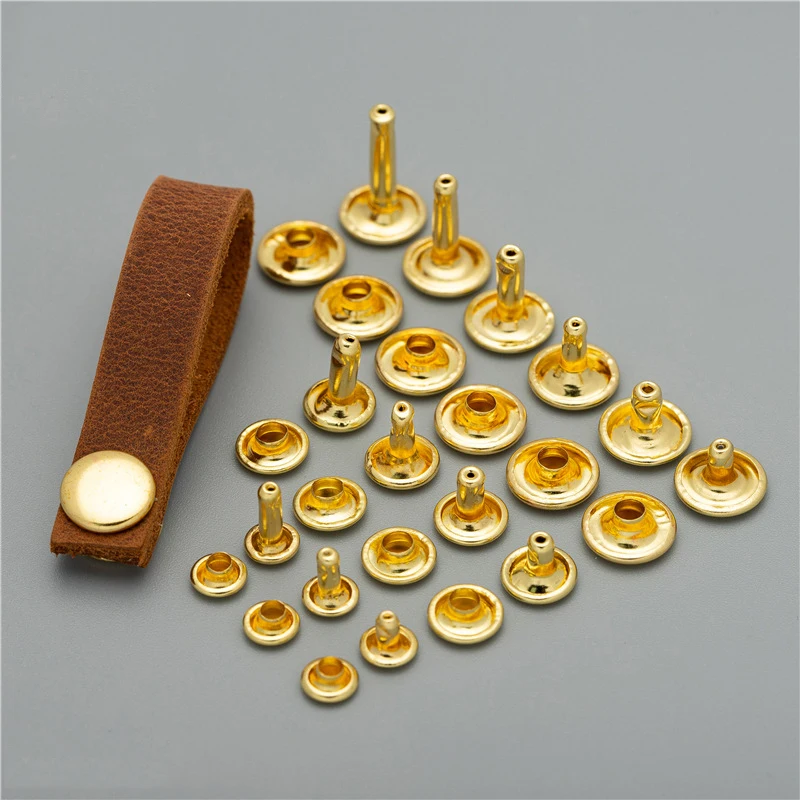 

100pcs Brass Round Double Cap Rivets Stud Collision Nail Leather Craft Bag Belt Clothing Garment Shoe Decor Fastener