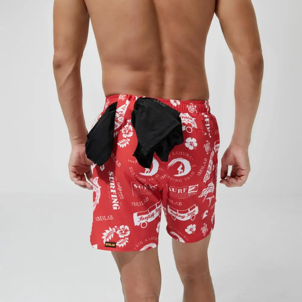 Ademende strandshorts voor heren, sneldrogende shorts, korte zomerbroeken, print, zwembroeken