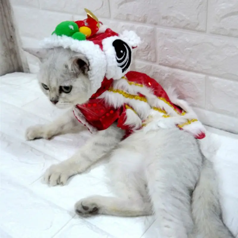 Dog Clothes New Year Pet Chinese Lion Dance Costume Coat Winter Puppy Costume Small Dog Spring Festival Tang Suit For Chihuahua