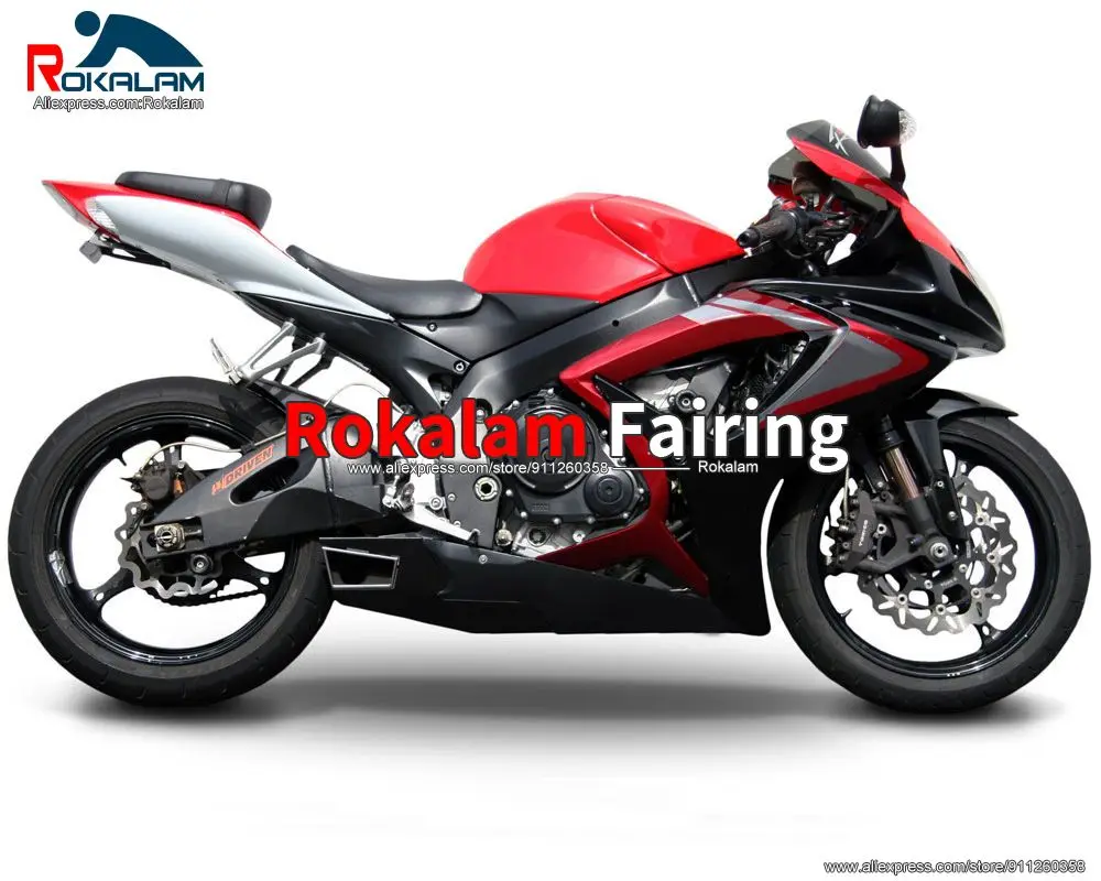

K6 Fairings For Suzuki GSXR600 GSXR750 2006 2007 GSXR750/600 06 07 Red Black Motorbike Body Kit (Injection Molding)