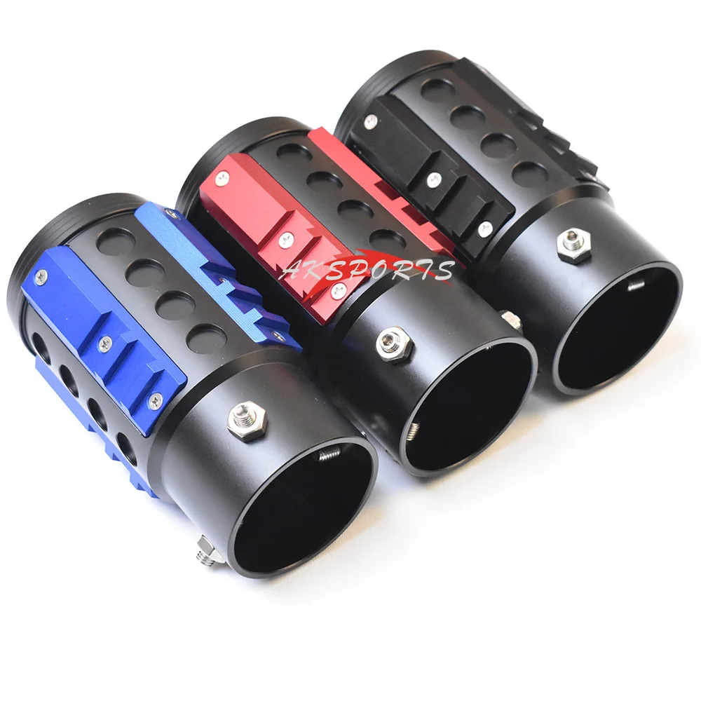 1PC Modified Stainless Steel CNC Aluminum Red Blue Black Exhaust Pipe Universal  Muffler Tip For 38-63mm Cars