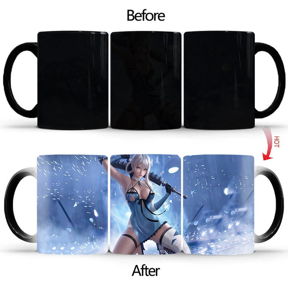 Creative Nightdress beauty Heat Sensitive Cup Color Changing Mug Ceramic Drinkware For Tea Milk Coffee Mugs BSKT-162