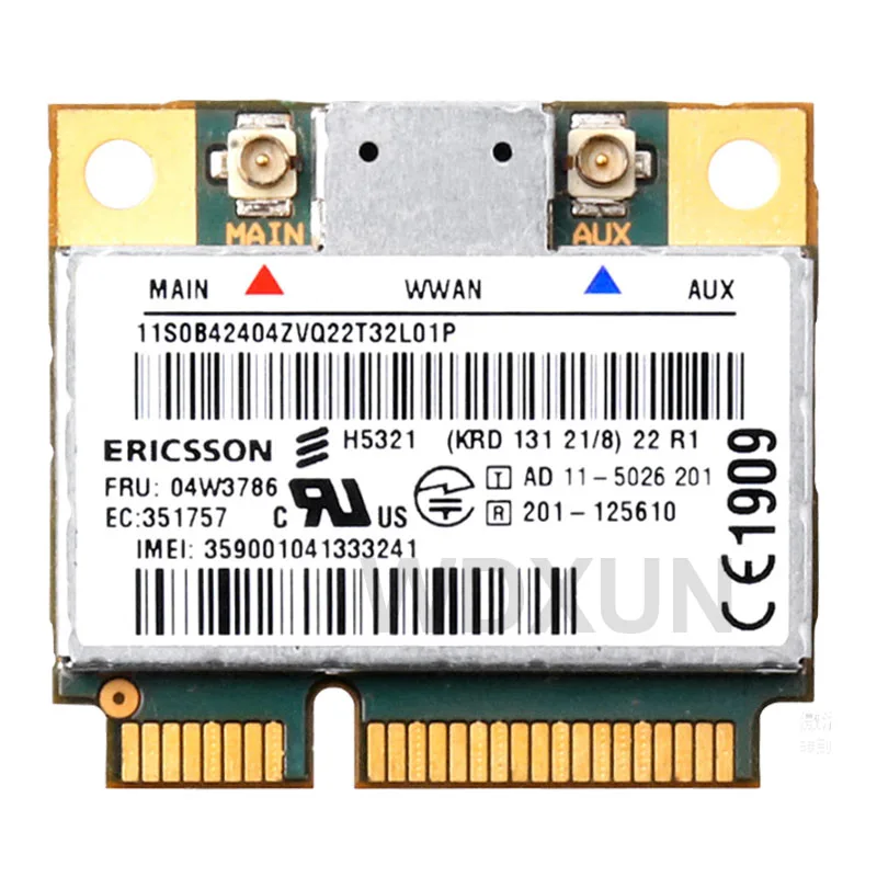 H5321 FRU 60Y3297 04W3786 Half-MINI PCI-E GSM EDGE GPRS HSPA + 21MB GPS WLAN การ์ดสำหรับ T430 s430 X230 W530 X131 Ericsson