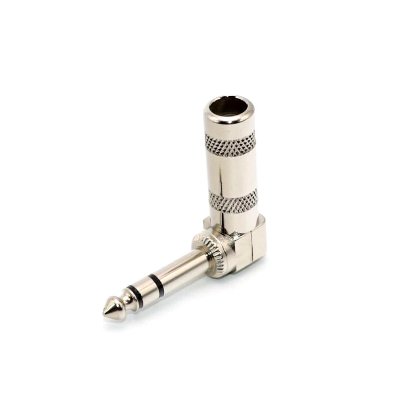 

High Quality 6.35mm Jack Microphone plug Connector Right Angle Male Assembly 6.5mm stereo Nickle plating Audio Plug