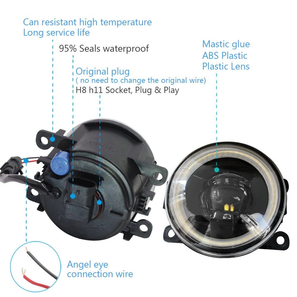 Buildreamen2 Car Styling H11 LED Fog Light Lens Angel Eye Daytime Running Light 12V For Citroen Xsara Picasso MPV N68 1999-2015