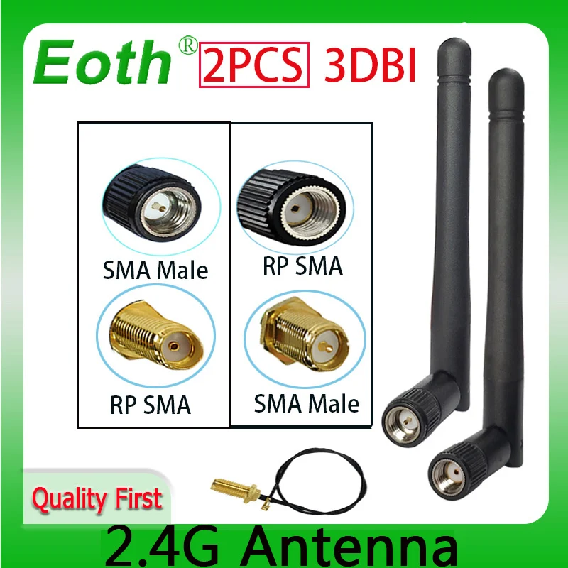 

Антенна Wi-fi RP-SMA 2,4 ГГц, 2 шт., 3 дБи, Wi-fi 2,4 ГГц