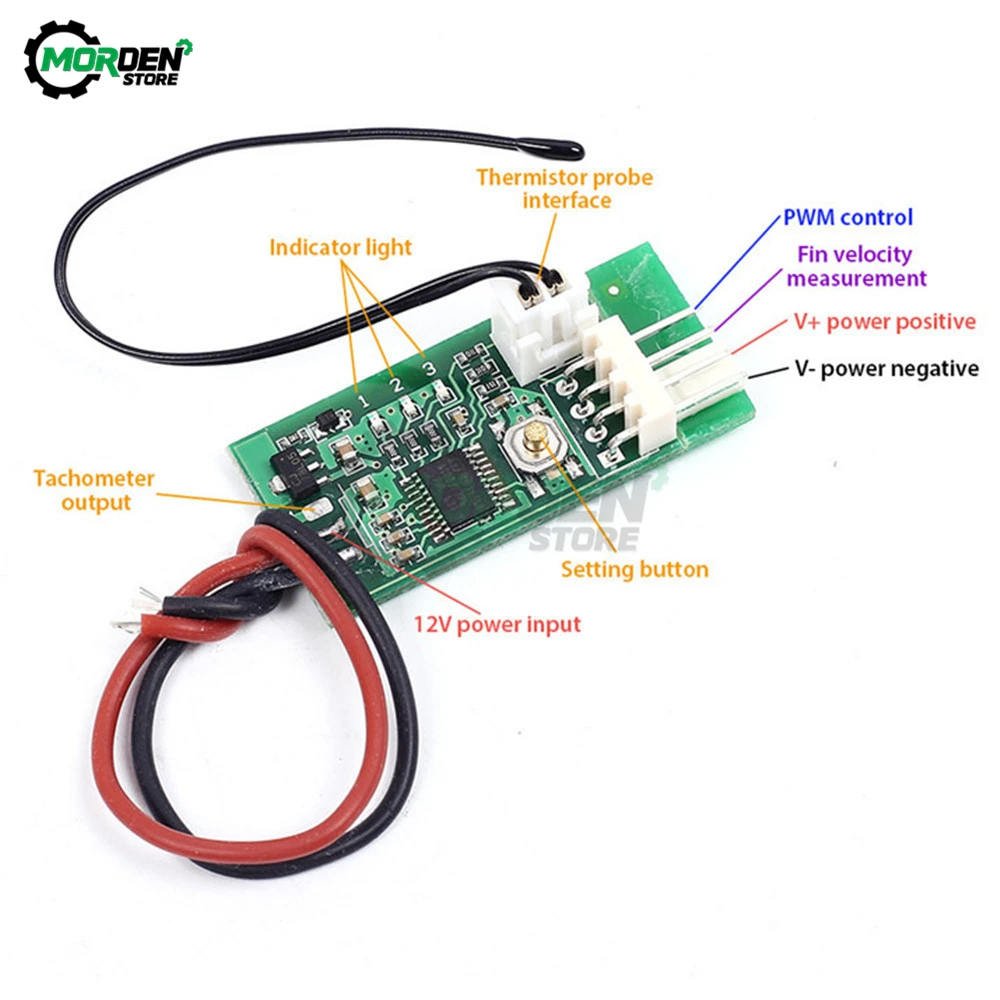 STK IC DC12V PWM Temperature Controller Fan Speed Governor 4-Wire fan Temperature Control Switch for PC CPU Fan Cooler/Alarm