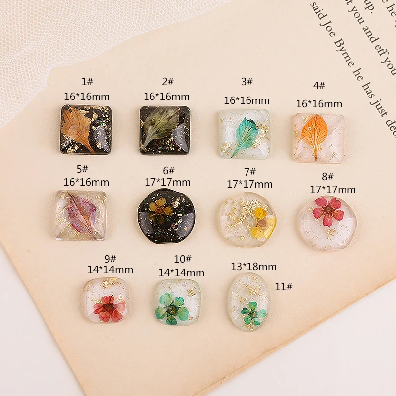 20pcs DIY handmade earring accessories resin drip gel shell flower immortal flower inside charm headdress tag