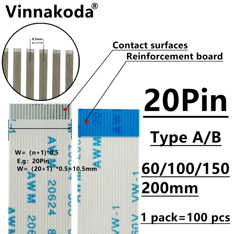 AWM 100 80C 60V 20624 VW-1 type a/B 60/FFC-0.5MM-20P/100/150 MM 10 pièces/200 pièces