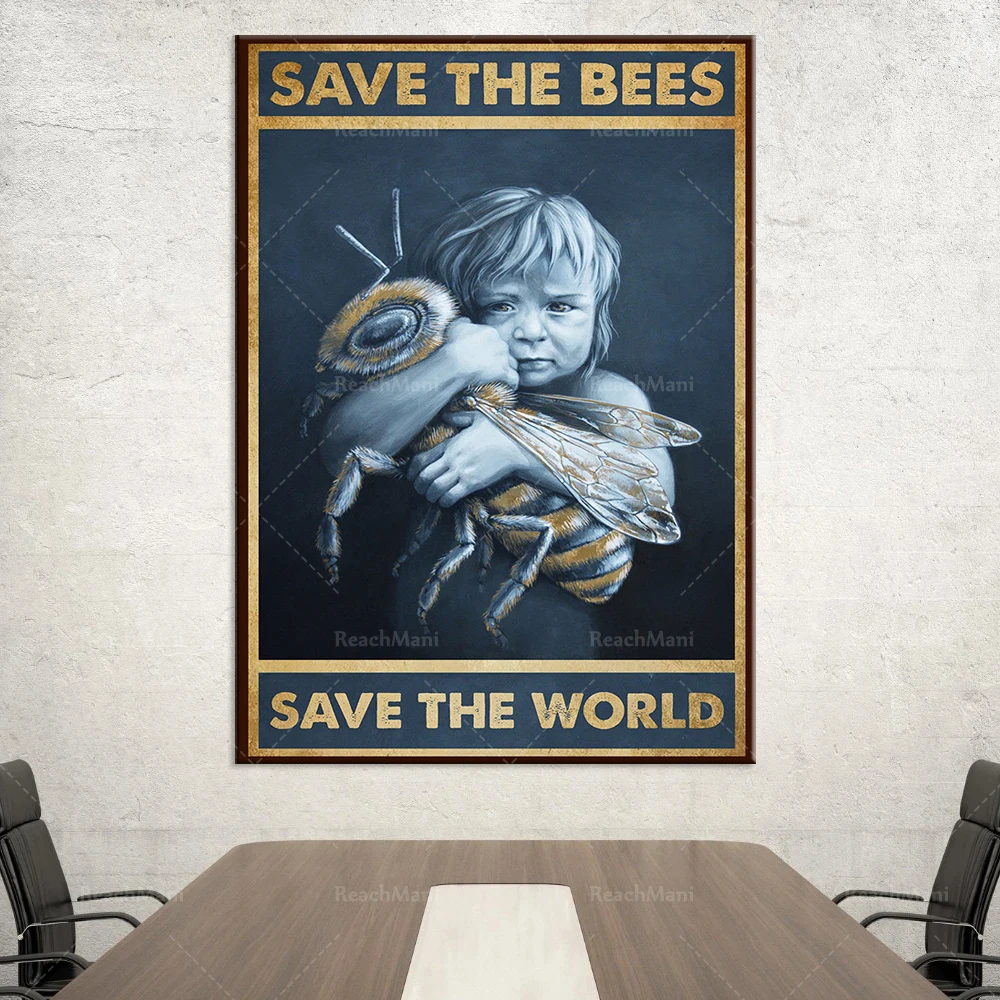 Save the bees save the world posters bee lovers beekeepers life home decoration wall art posters