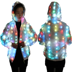 Colorful Coat LED Luminous Costume Dancing Clothes LED Lighting Jacket Suits Christmas Event Party Light Up Couple Set Clothing