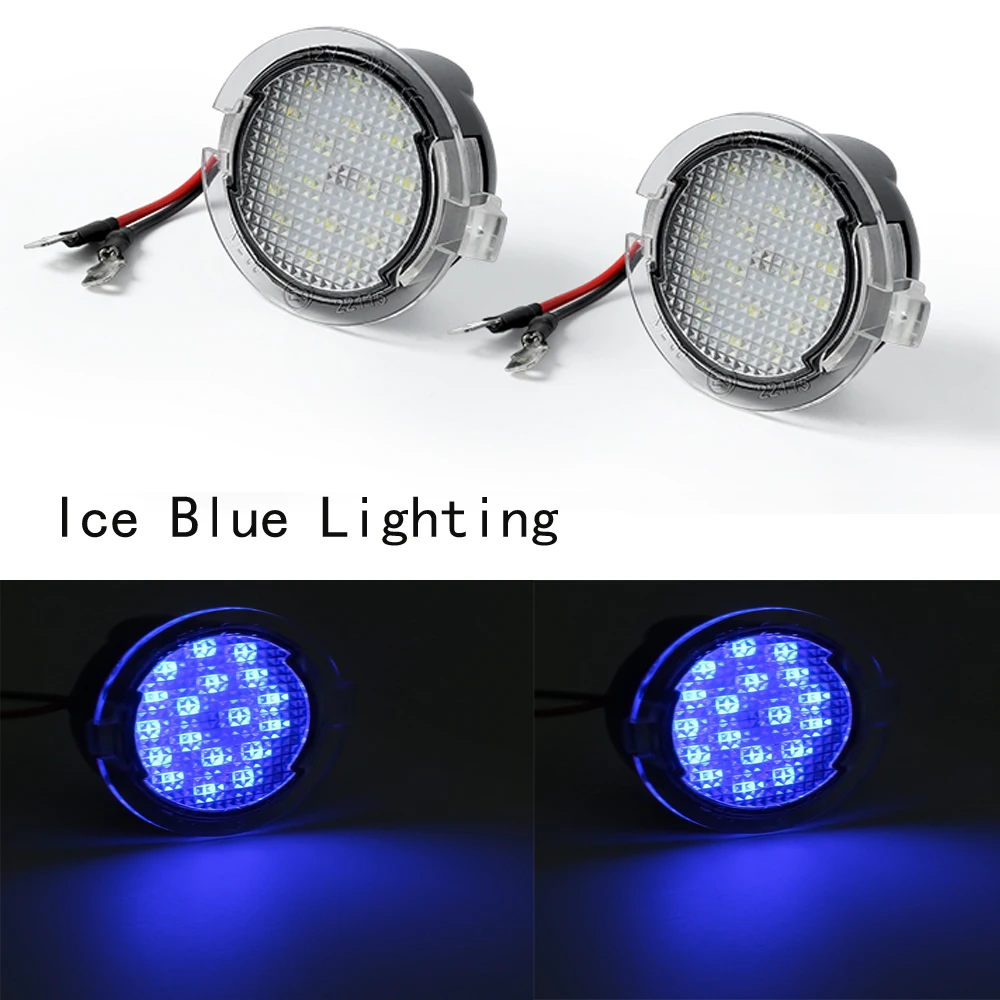 ice Blue LED Puddle Lights For Ford Taurus Expedition Edge F150 Flex Explorer Mustang Everest Ranger Blue under side mirror lamp