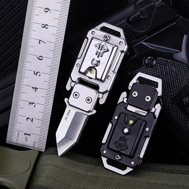 Folding  Mini Illuminated Pocket  Outdoor Portable Sharp Portable Field Survival Key Ring Short Keychain Jewelry