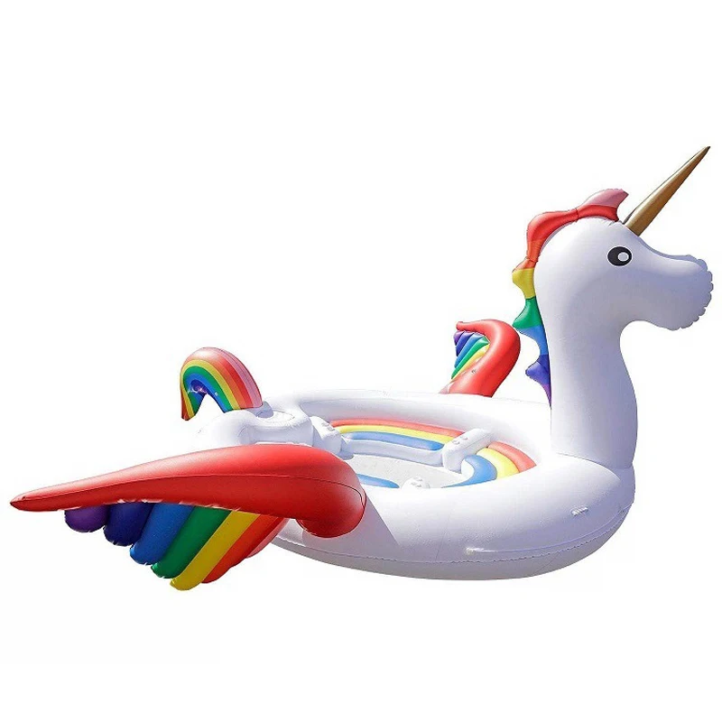 450cm Aufblasbare Einhorn Pool Float Insel Blow Up Sommer Strand Schwimmen Party Lounge Floß Fahrt Auf Spielzeug Kinder Erwachsene