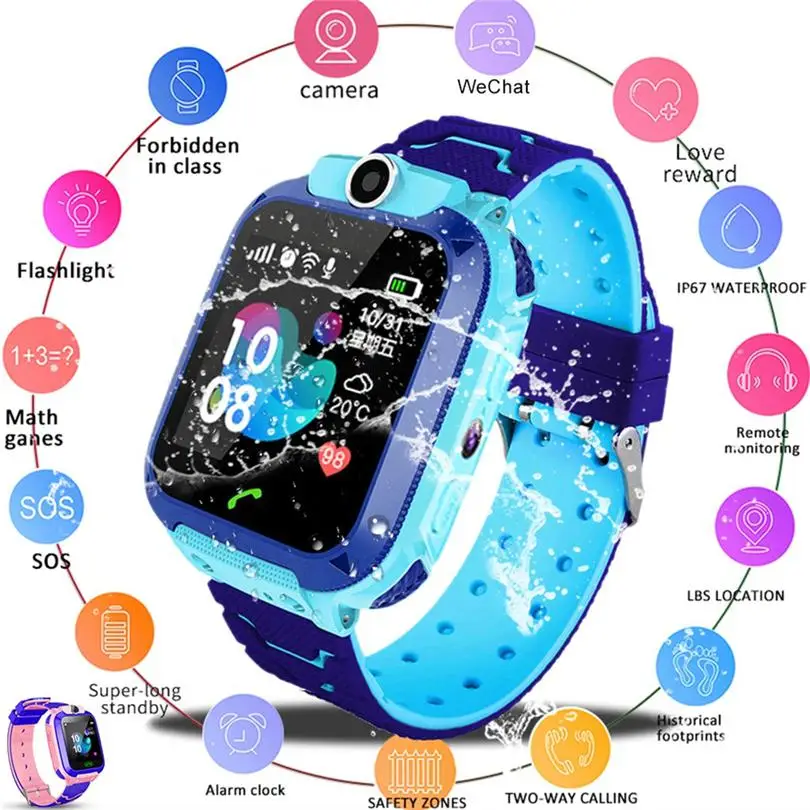 Q12 Children Kids Smart Watch SOS Phone Call Location Tracker Anti-Lost Camera Touch Screen Waterproof Student Wristwatch 828