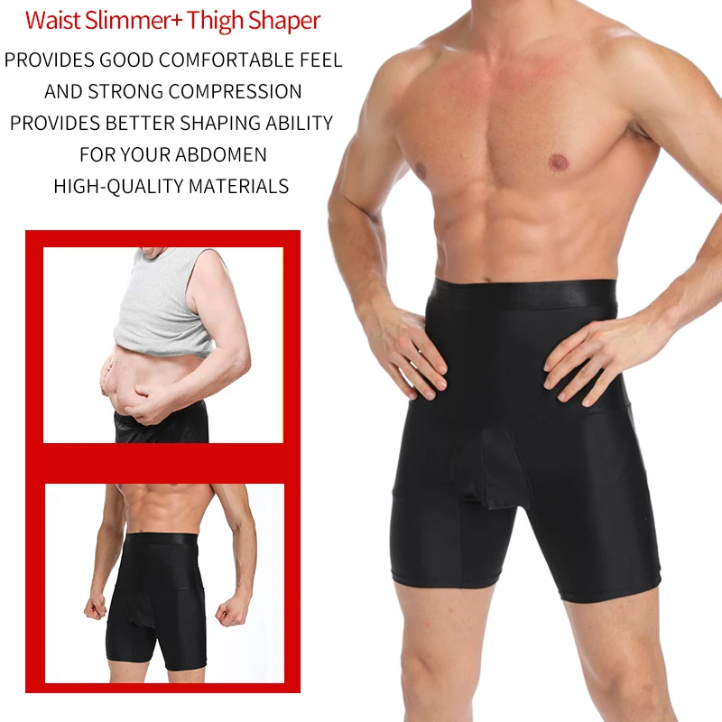 Mens Body Shaper Compression Shorts Waist Trainer Tummy Control Slimming Shapewear Modeling Girdle Anti Chafing Boxer Underwear