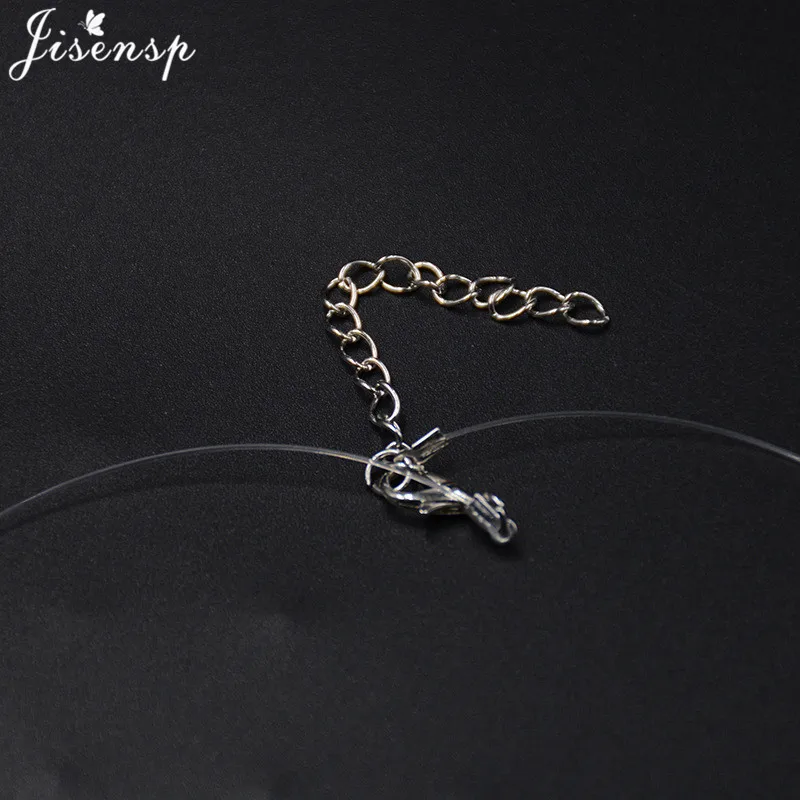 New Fashion Transparent Fishing Line Invisible Necklace for Women Simple Imitation Pearl Crystal Zircon Cross Choker Necklaces