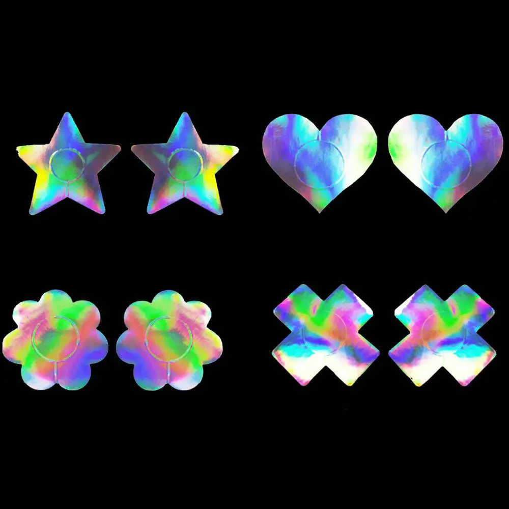 Ultra-thin Laser Colors Chest Sticker 50 Pairs (100 Pcs)Breast Pasties Nipple Cover Breathable Disposable Invisible Bra Adhesive