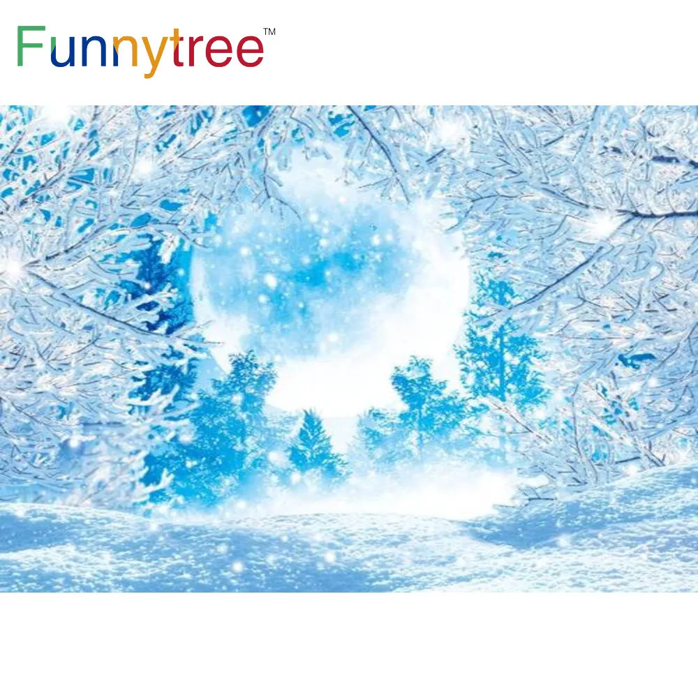 

Funnytree Winter Wonderland Backdrop Frozen Snowy Forest Landscape Birthday Party Supplies Props Custom Decor Background Banner