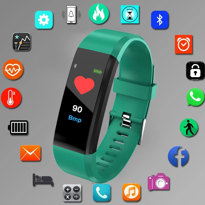 Color Screen Watch Sport Health Wristband Heart Rate Fitness Pedometer Bracelet Waterproof For Children Men Women Watch Hours