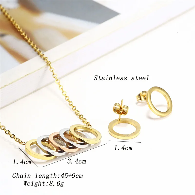 OUFEI Stainless Steel Jewelry Sets Heart Necklace Set Of Earrings For Women Jewellery Summer Accessories Woman Vogue 2019