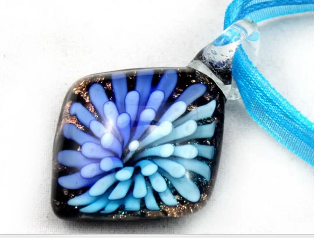 Women\'s Handmade Murano Lampwork Glass LiuLi Square 30*30MM Pendant Fit Necklace Jewelry Gifts LL82