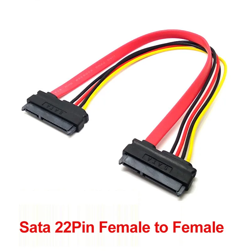 Festplatte SATA Buchse auf Buchse Adapterkabel Konverter 22Pin Sata mit 7pin + 15pin Buchse auf Stecker SATA Stromdatenkabel 30/50cm – Detail 1