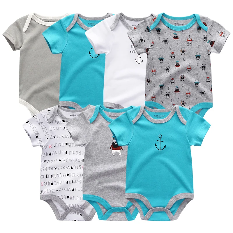 Barboteuse 100% coton pour nouveau-né, combinaisons pour bébés filles et garçons, vêtements pour enfants, 7 pièces/lot