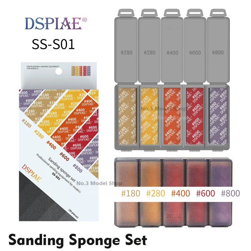 DSPIAE Sanding Sponge Set Containing Storage Boxes Professional Polishing Equipment For Modeler