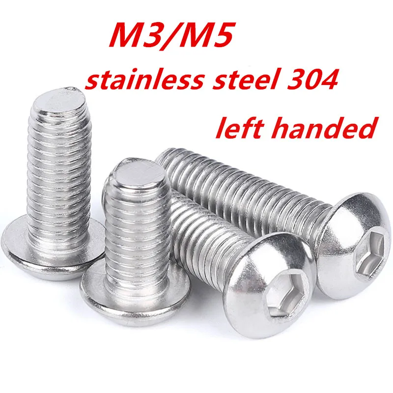 M3M5 stainless steel 304 hex socket pan head round head left handed thread screw 1242