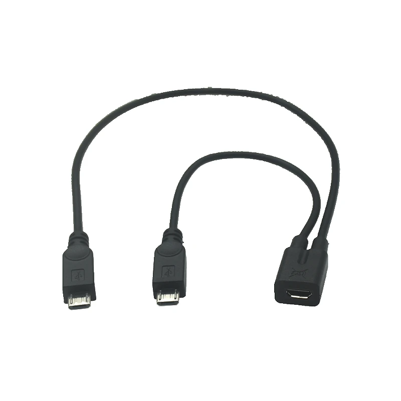 Micro USB Female to 2 Micro USB Male Splitter extension Charge Date Cable Extension Cord 30cm