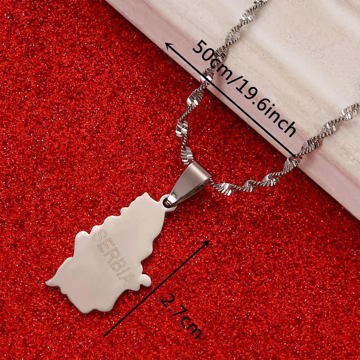 Stainless Steel Serbia Map Pendant Necklaces for Women Girls Silver Color Srbija Jewelry Gifts