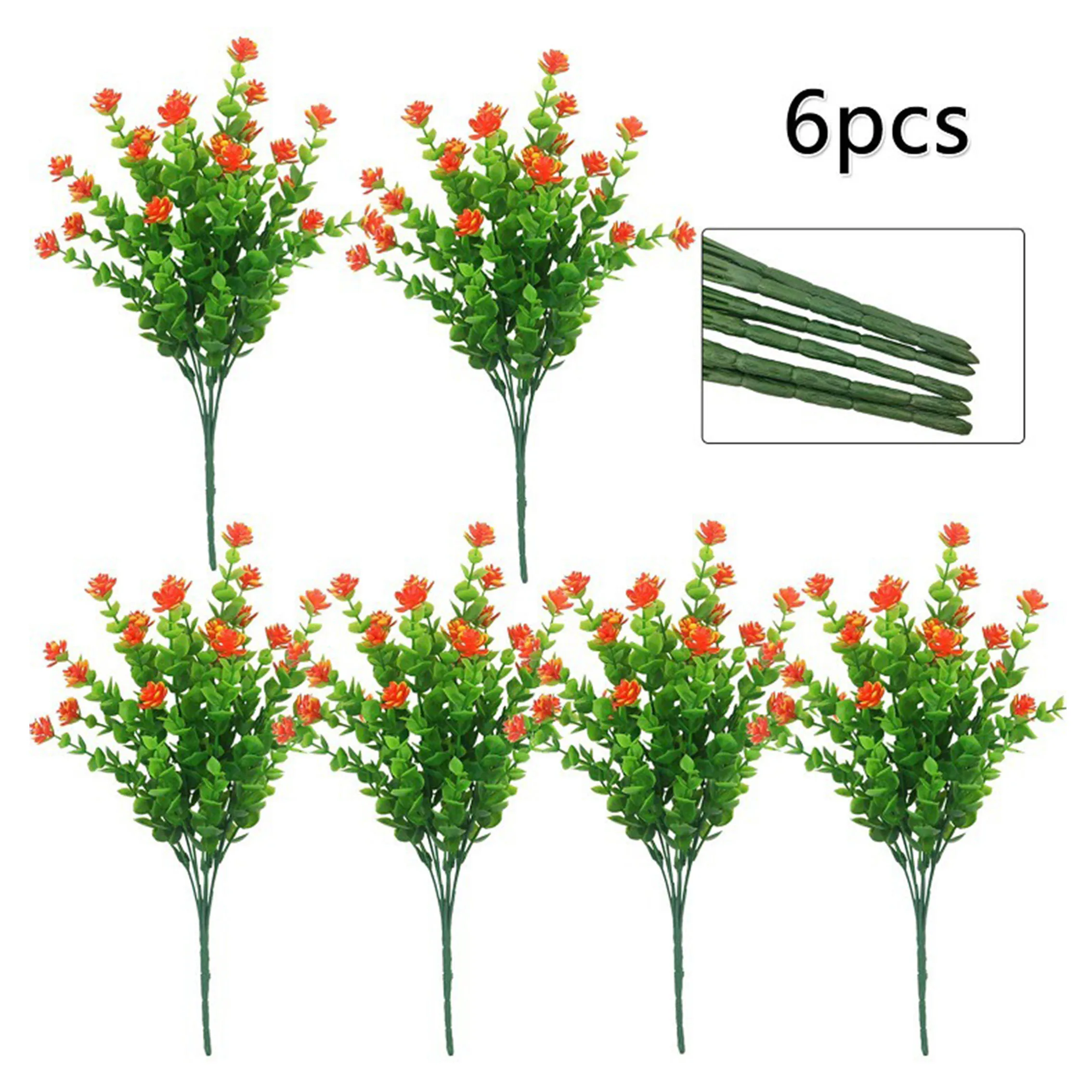 Artificial Flowers 6 Bundles Outdoor Fake Flowers for Decoration UV Resistant No Fade Faux Plastic Plants Garden PorchDecorative