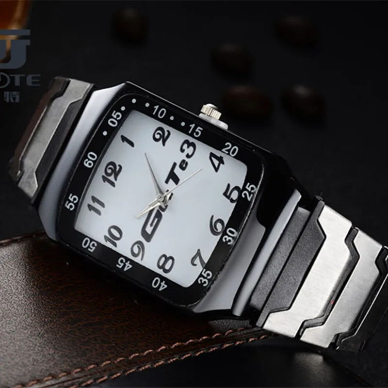 Military Watches For Men Fashion Business Stainless Steel Quartz Watch Male Casual Rectangle Dial Wristwatch Relogio Masculino