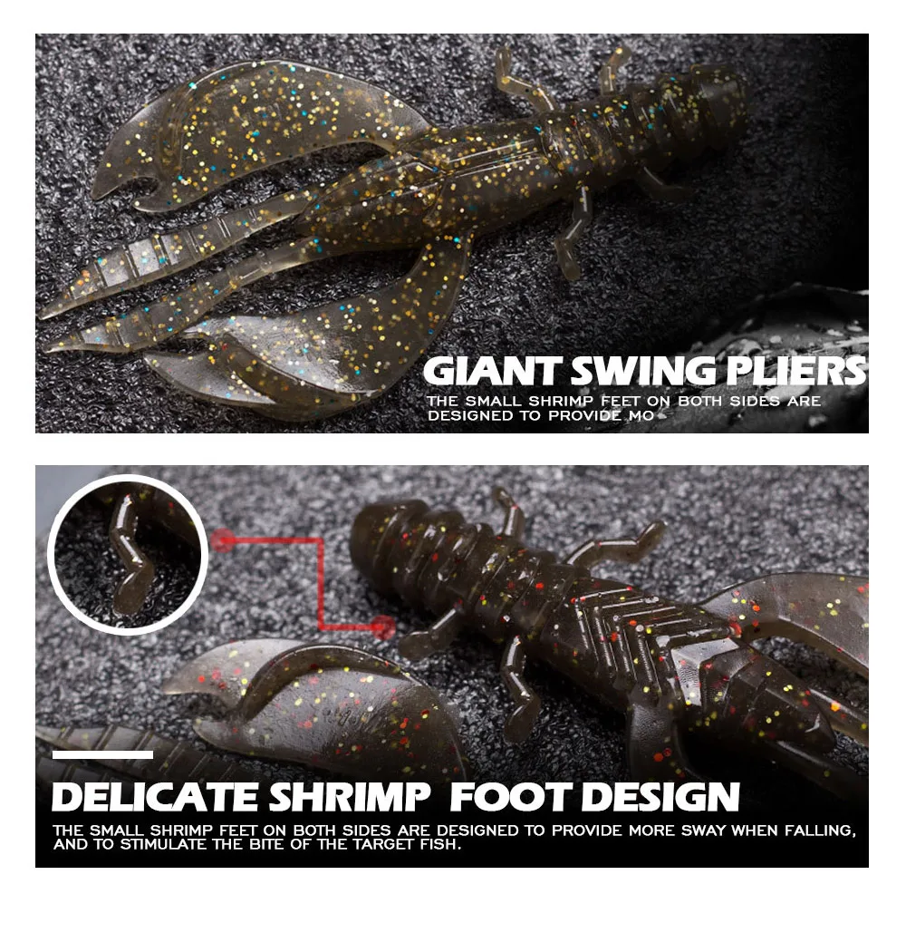4/8 Stück 80mm/6,5g Weicher Silikon-Garnelenköder Set mit Wirbel, Jigging-Wobbler, Künstlicher Köder für Hecht, Minnow, Barsch – Detail 9