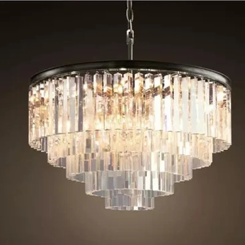 

Modern Crystal Chandelier Elegant K9 22mm size Article crystal Smoky Gray Crystal Suspension Lamparas for Cafe Restaurant Hotel