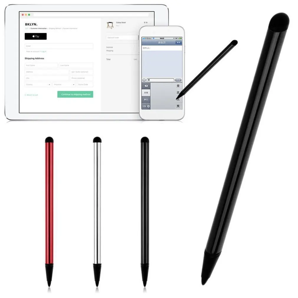 3pcs Mobile Phone Compatibility Touch Screen Stylus Ballpoint Metal Handwriting Pen Suitable For iPhone Samsung Tablet Phone