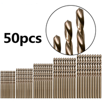 50Piece Cobalt Drill Bit High Strength 1mm-3mm Drill Force Tool M35 Cobalt Drill Set For Hardened Steel Drilling