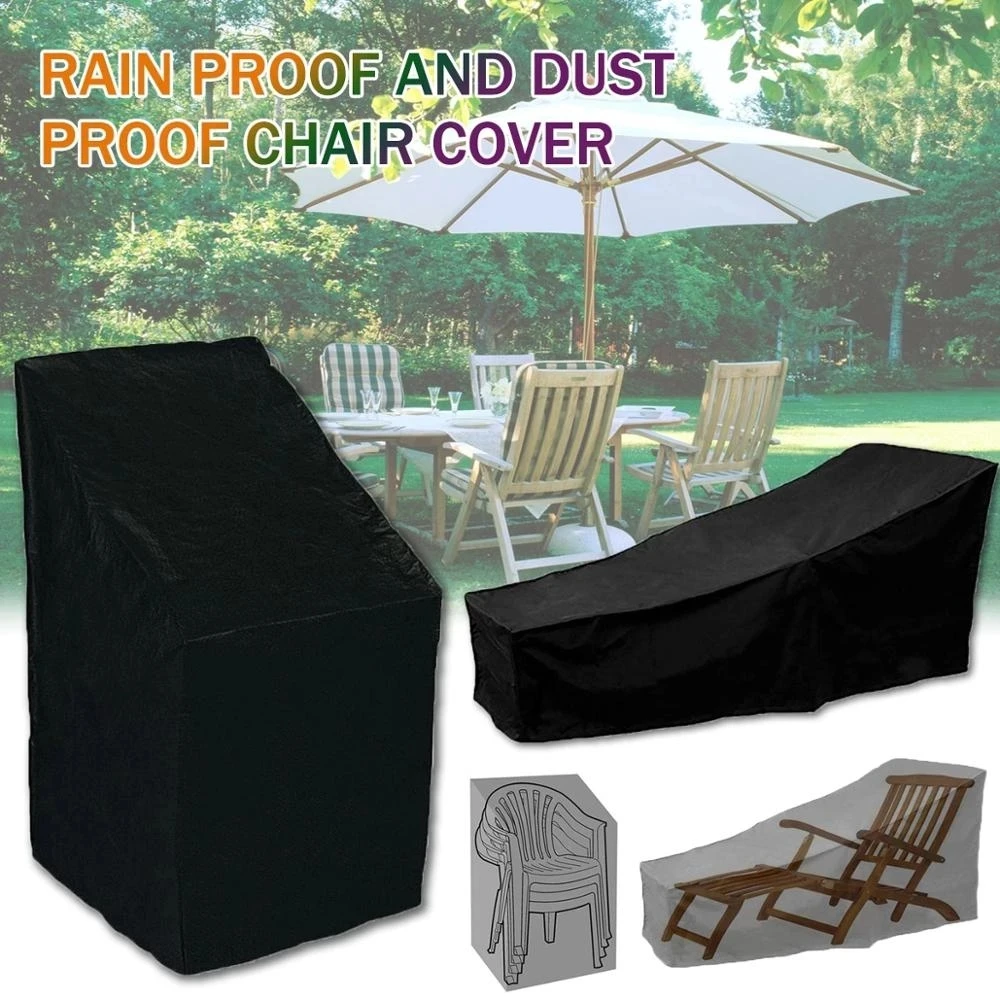 Funda impermeable para muebles de jardín, cubierta de protección contra la lluvia, a prueba de polvo, poliéster tejido, color negro, 6 tamaños