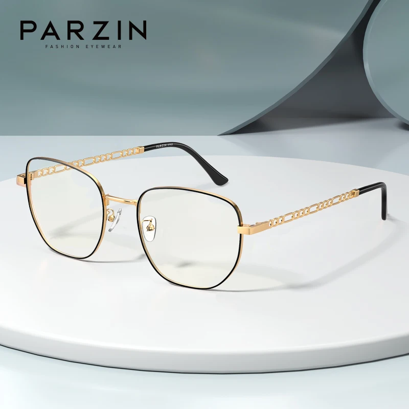 PARZIN Anti Blue Light Glasses Women Oversized Chain Design Fashion Computer Game Glasses Acetate Frame Lunette De Vue Femme