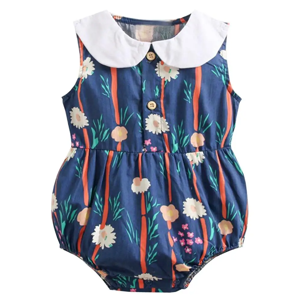 

2020 Cute Floral Romper Summer Sleeveless Baby Girls Clothes Jumpsuit Romper 0-3T Infant Toddler Newborn Outfits Set Hot Sale