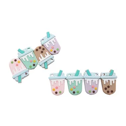 Chenkai 5PCS Silicone Milky Tea Beads Baby Cute Teething Beads Colorful Oral Care For DIY Newborn Teether Pendant  Shower Gift