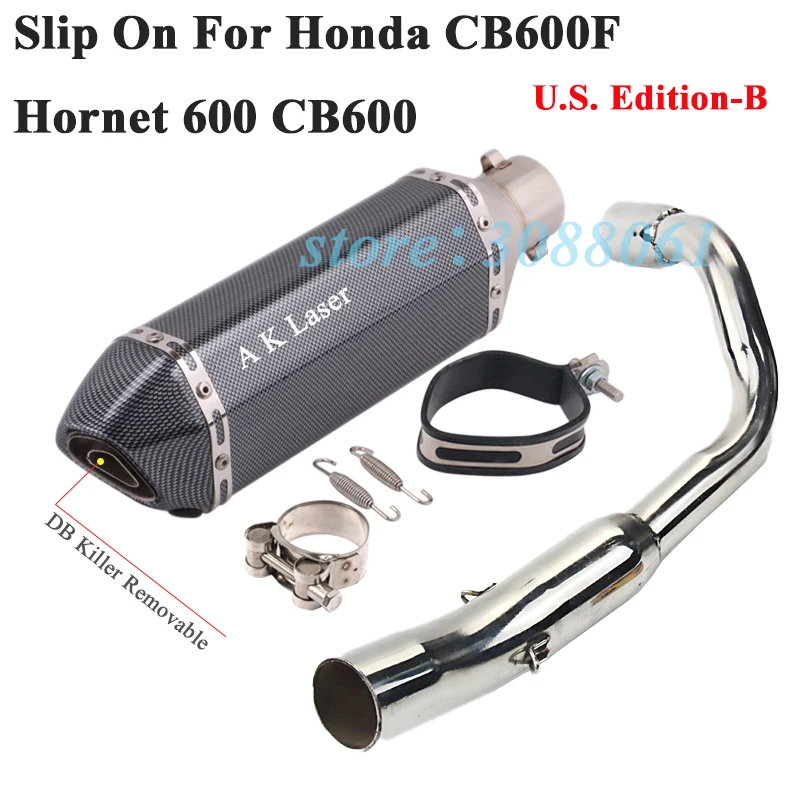 Slip On For Honda CB600F Hornet 600 CB600 Motorcycle Full Exhaust Escape Modified Middle Link Pipe Muffler DB Killer Removable