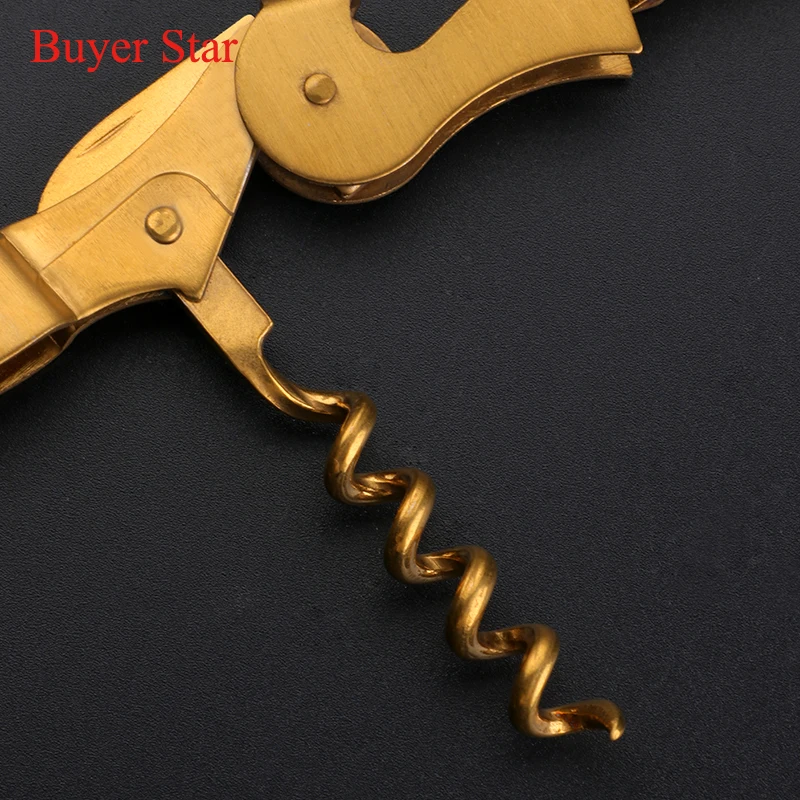 1pcs MultiFunction Red Wine opener Stainless Steel Wine Corkscrew Gold Beer Bottle Can Opener Homehold Kitchen utensil Bar Tools