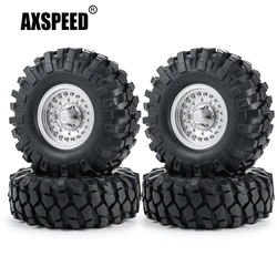 AXSPEED Aluminum Alloy 1.9inch Beadlock Wheel Rims Hubs OD 108mm Rubber Tires for Axial SCX10 D90 1/10 RC Crawler Car Parts