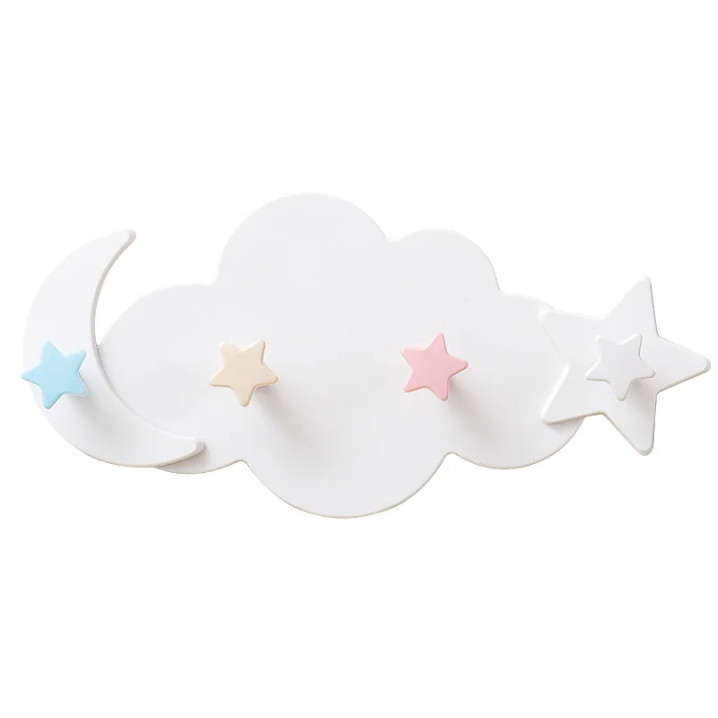 Cute Wall-mounted Hooks Cloud Star Moon DIY home Decoration door Plastic Hanger Holder for Bedroom Living Room Bathroom Kitchen