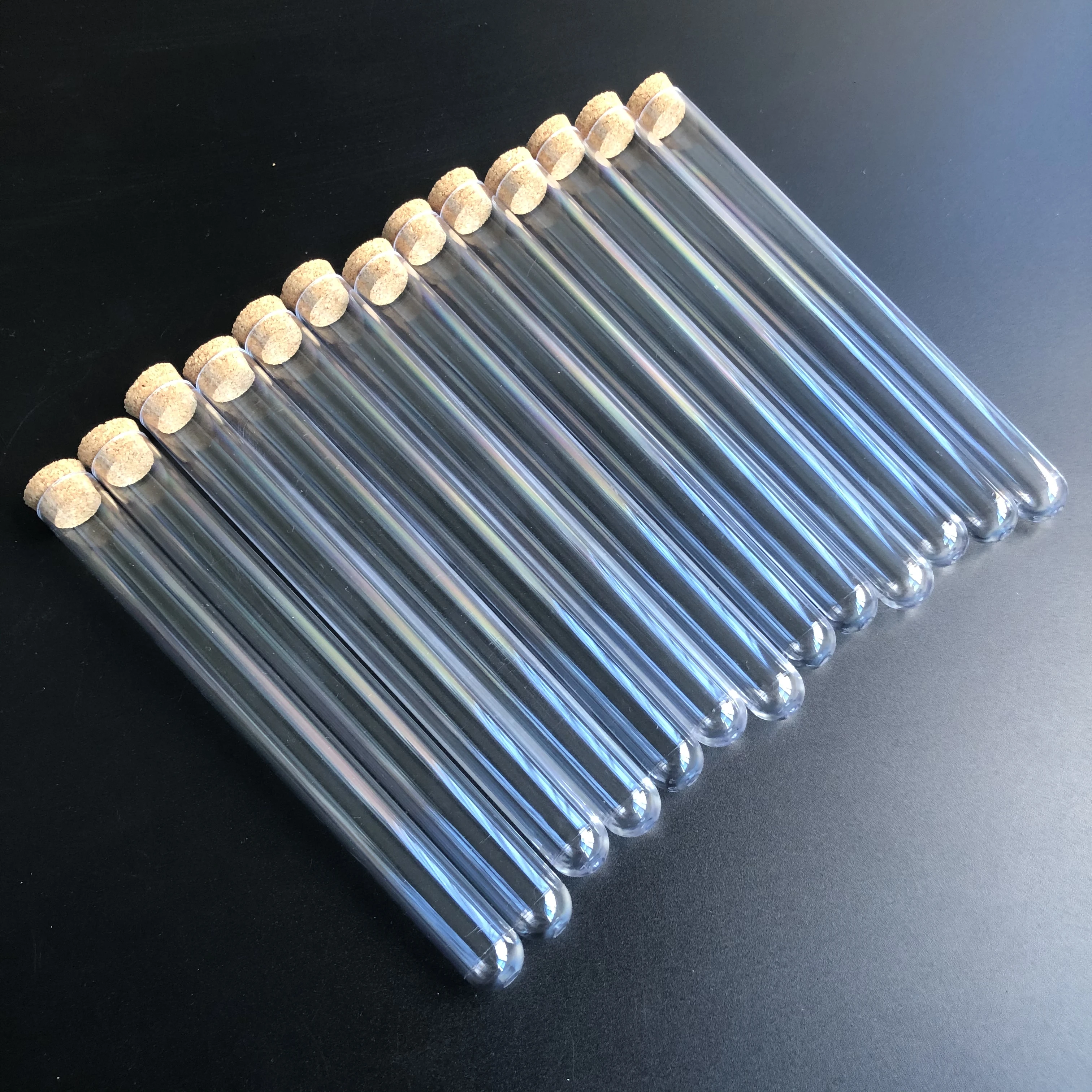 50pcs 15x150mm Lab Clear Plastic Test Tubes With Corks Stoppers Caps Wedding Favor Gift Tube Laboratory School Experiment